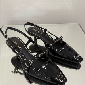 Kenneth Cole Black Patent Heels with Stud Accents